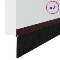 Produktbild för Självhäftande dörrborstlist 2 pcs Brun 100 cm Aluminiumlegering
