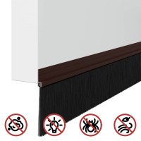 Produktbild för Självhäftande dörrborstlist 2 pcs Brun 100 cm Aluminiumlegering