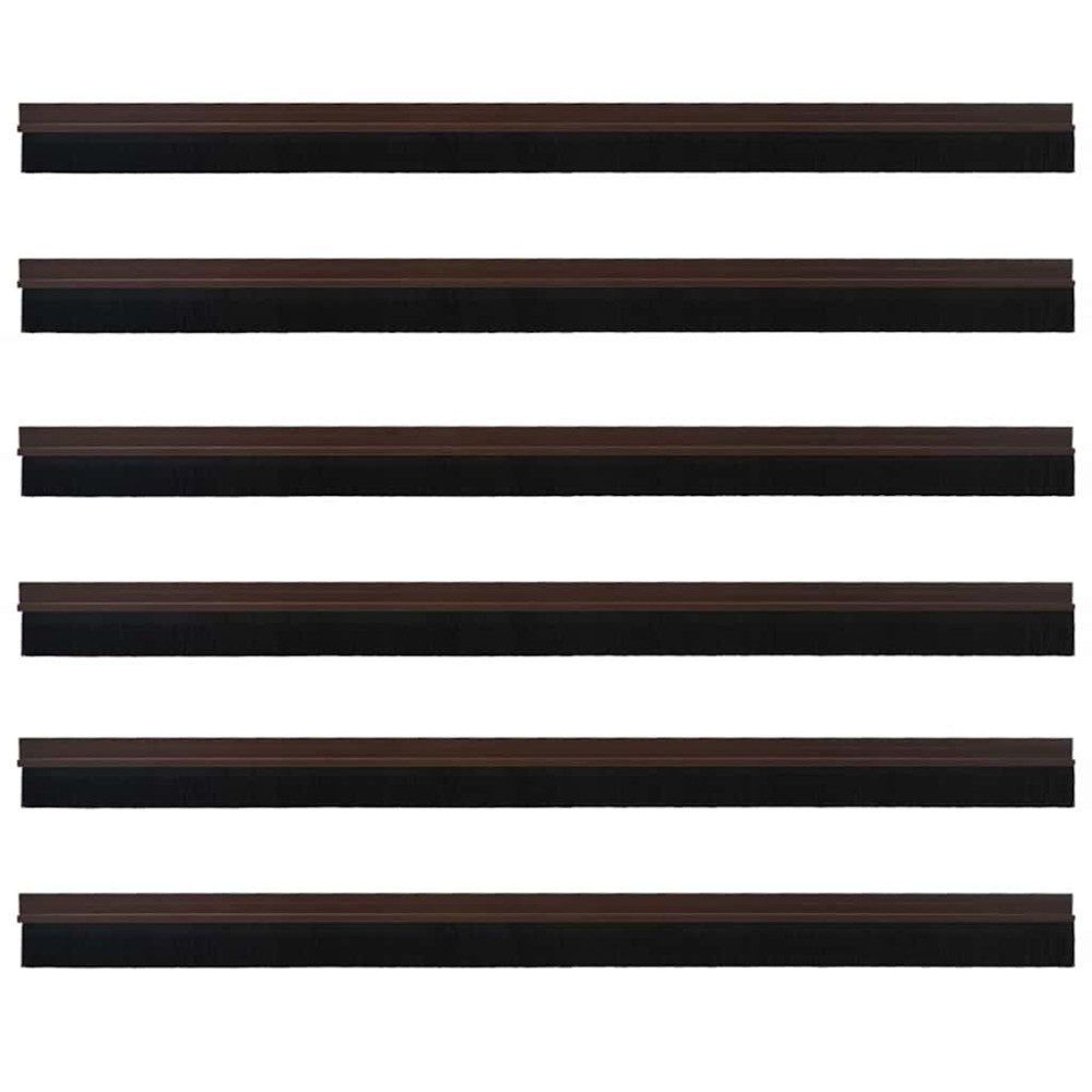 Produktbild för Självhäftande dörrborstlist 6 pcs Brun 100 cm Aluminiumlegering