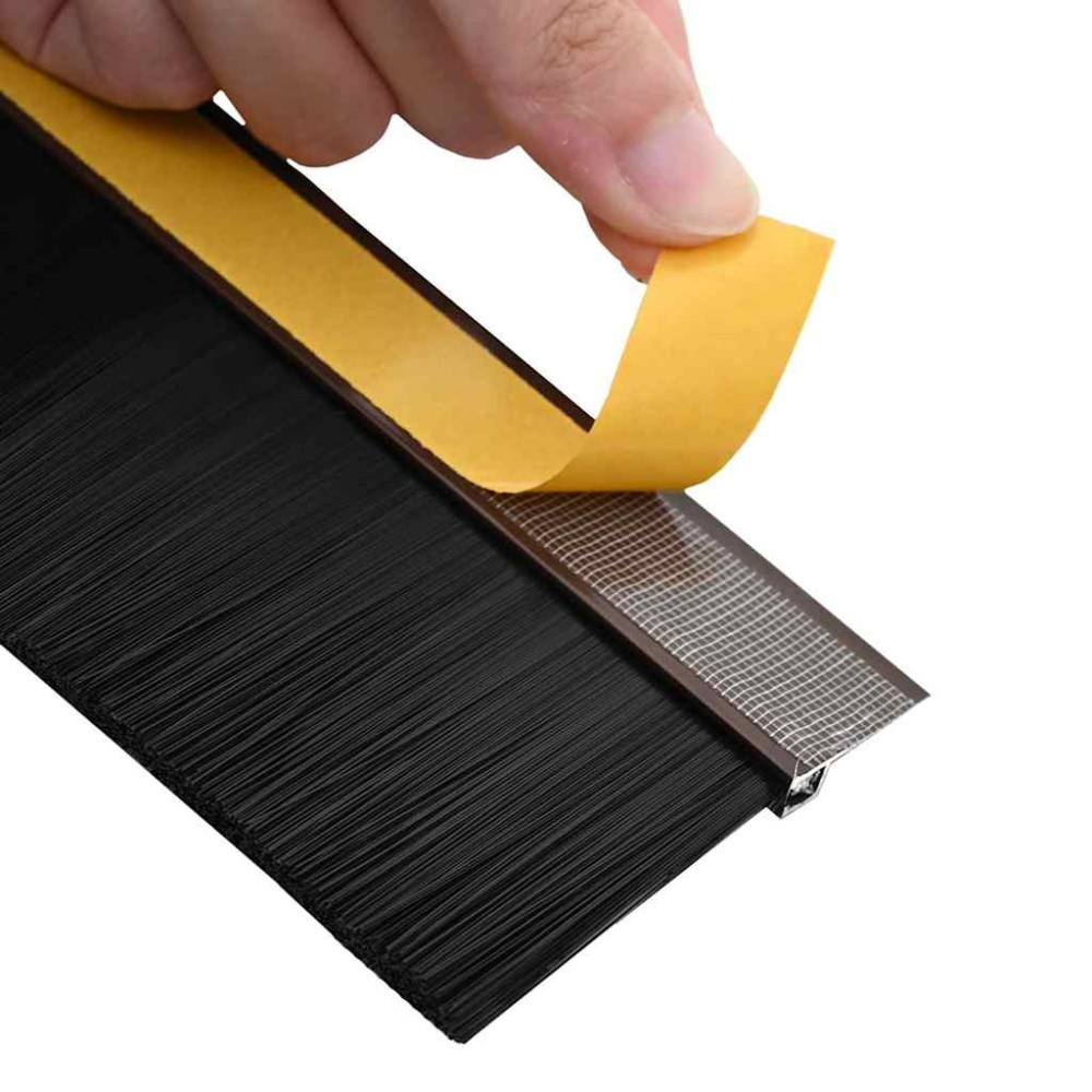 Produktbild för Självhäftande dörrborstlist 6 pcs Brun 100 cm Aluminiumlegering