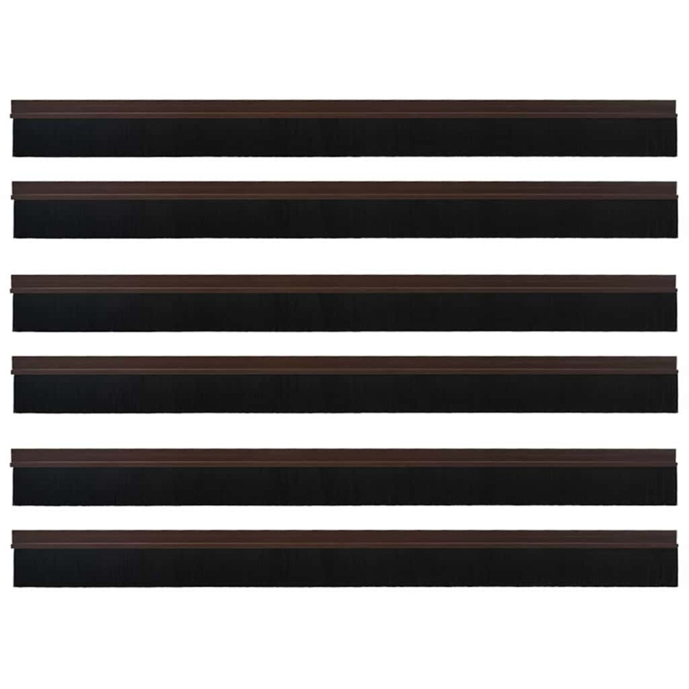 Produktbild för Självhäftande dörrborstlist 6 pcs Brun 100 cm Aluminiumlegering