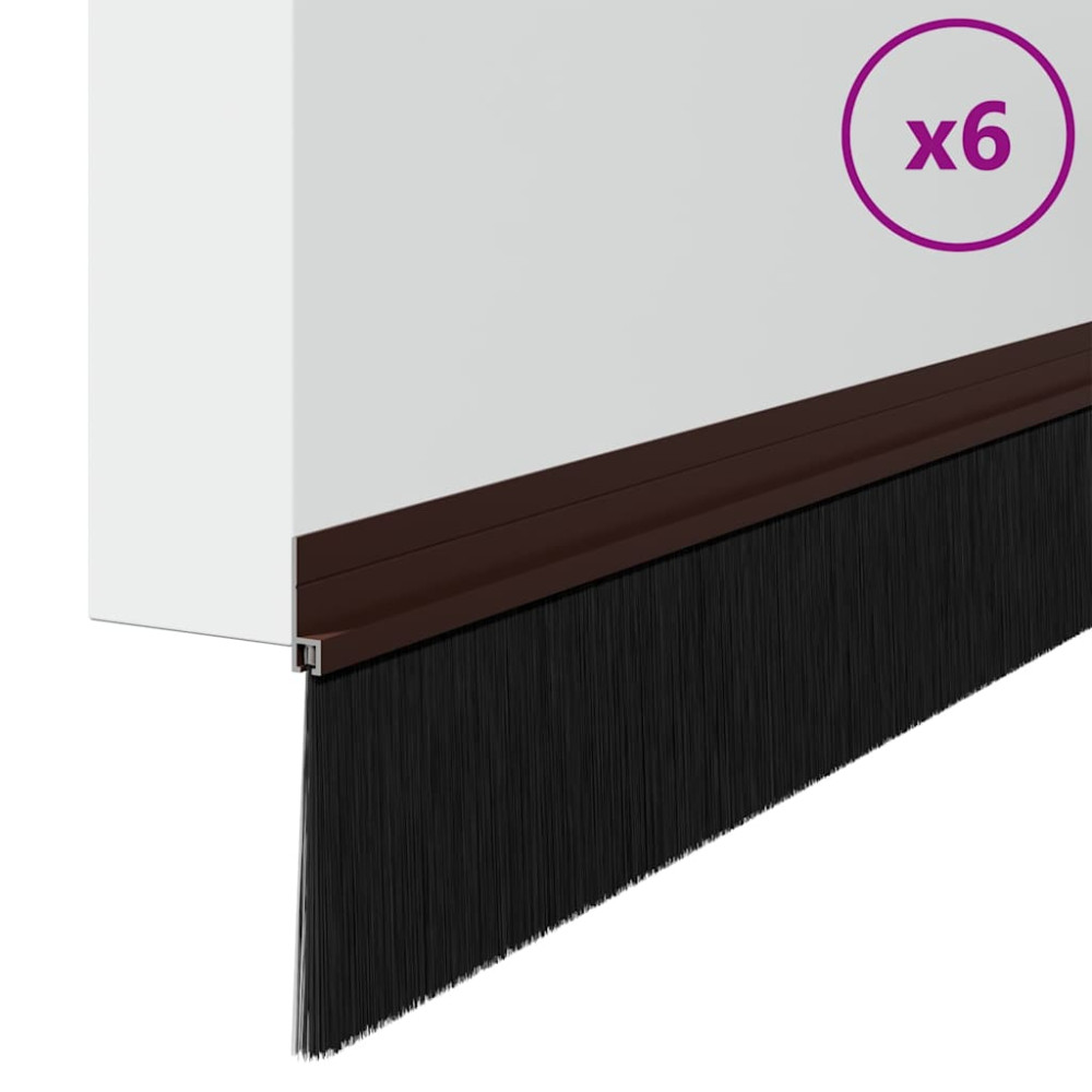 Produktbild för Självhäftande dörrborstlist 6 pcs Brun 100 cm Aluminiumlegering