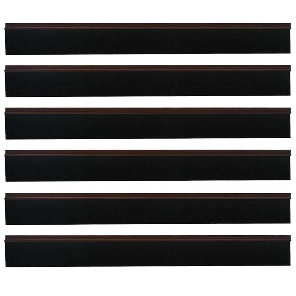 Produktbild för Självhäftande dörrborstlist 6 pcs Brun 100 cm Aluminiumlegering