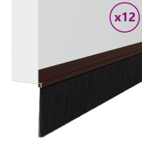 Produktbild för Självhäftande dörrborstlist 12 pcs Brun 100 cm