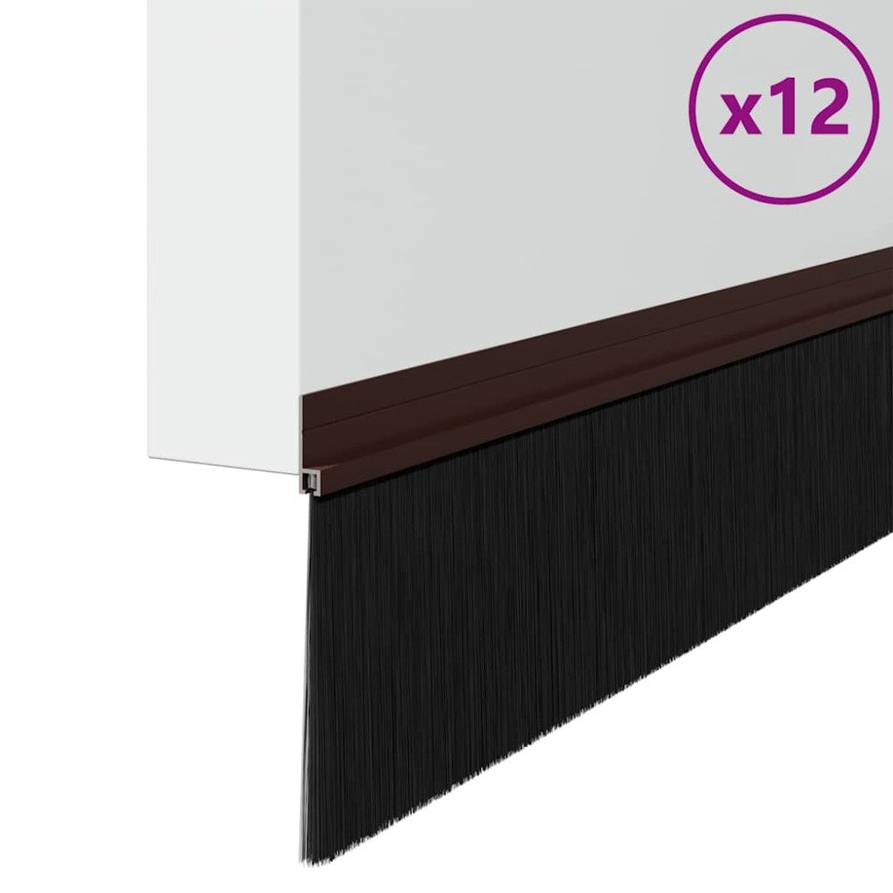 Produktbild för Självhäftande dörrborstlist 12 pcs Brun 100 cm
