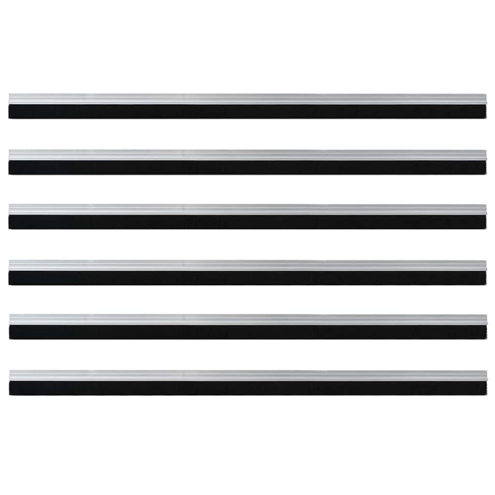 Produktbild för Självhäftande dörrborstlist 6 pcs Silver 100 cm