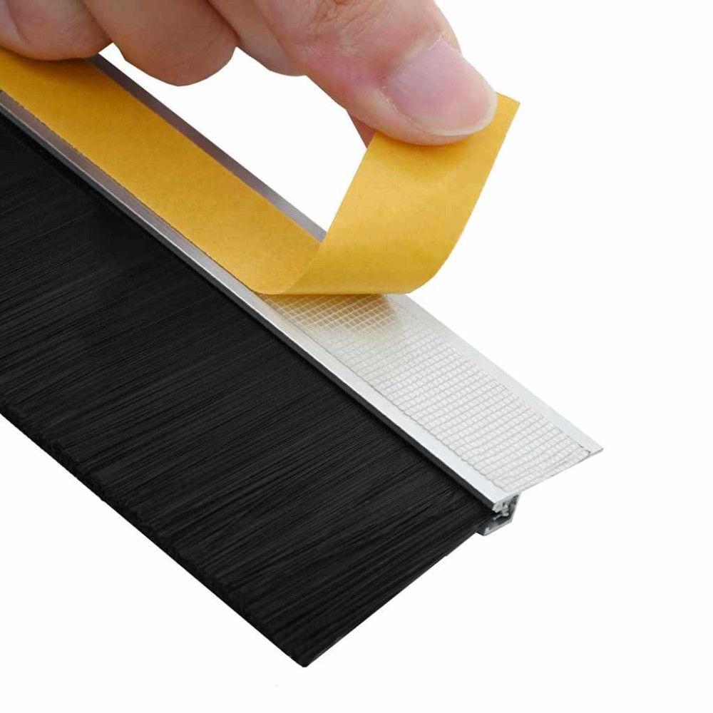 Produktbild för Självhäftande dörrborstlist 6 pcs Silver 100 cm
