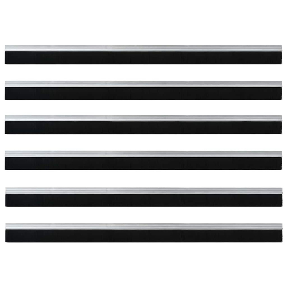 Produktbild för Självhäftande dörrborstlist 6 pcs Silver 100 cm