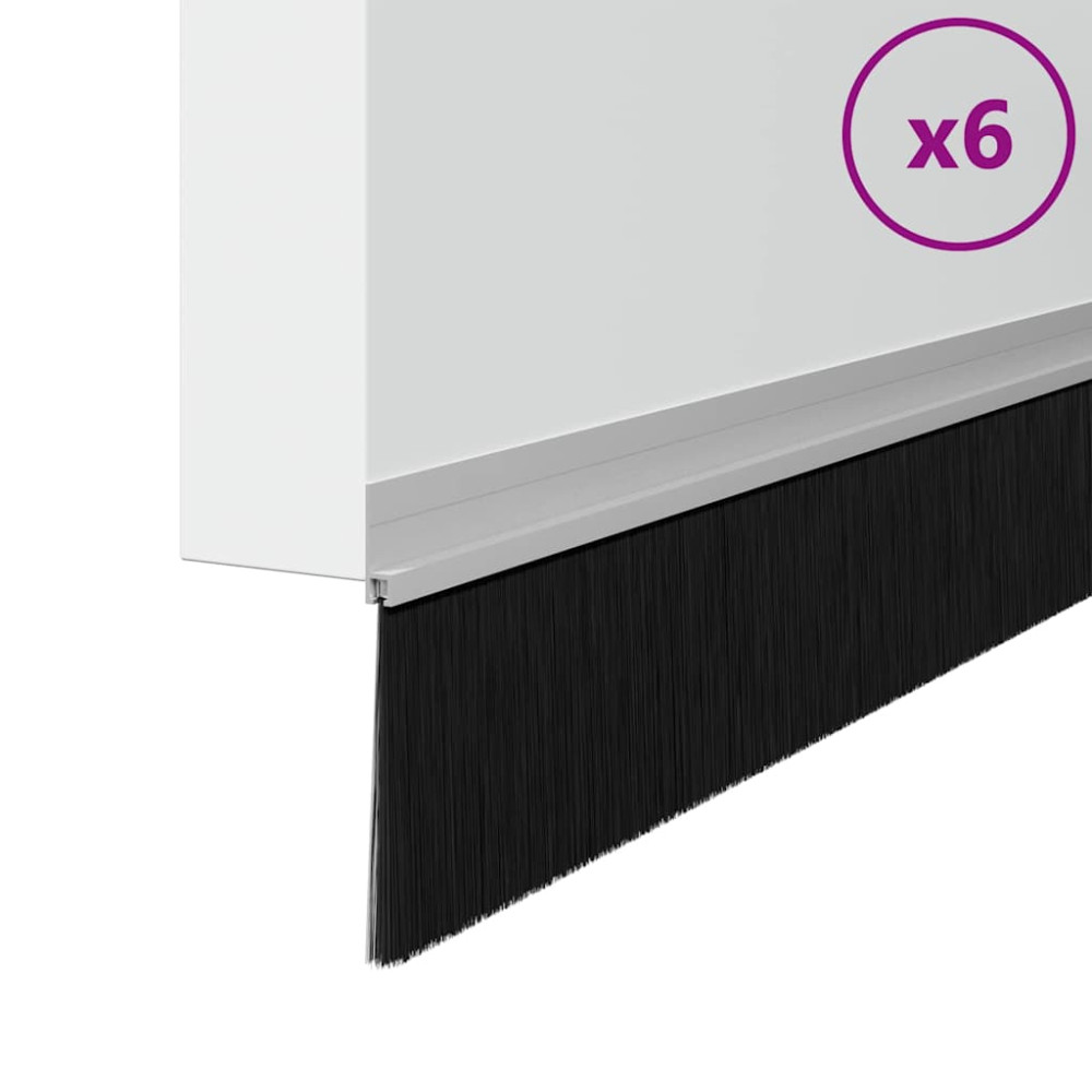 Produktbild för Självhäftande dörrborstlist 6 pcs Silver 100 cm