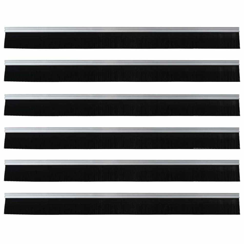 Produktbild för Självhäftande dörrborstlist 6 pcs Silver 100 cm