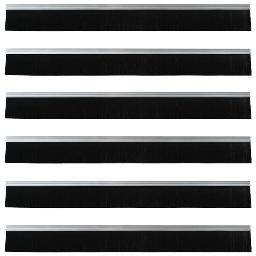 Produktbild för Självhäftande dörrborstlist 6 pcs Silver 100 cm