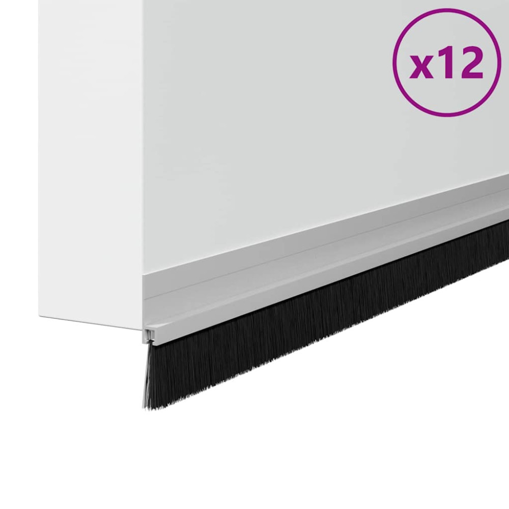 Produktbild för Självhäftande dörrborstlist 12 pcs Silver 100 cm