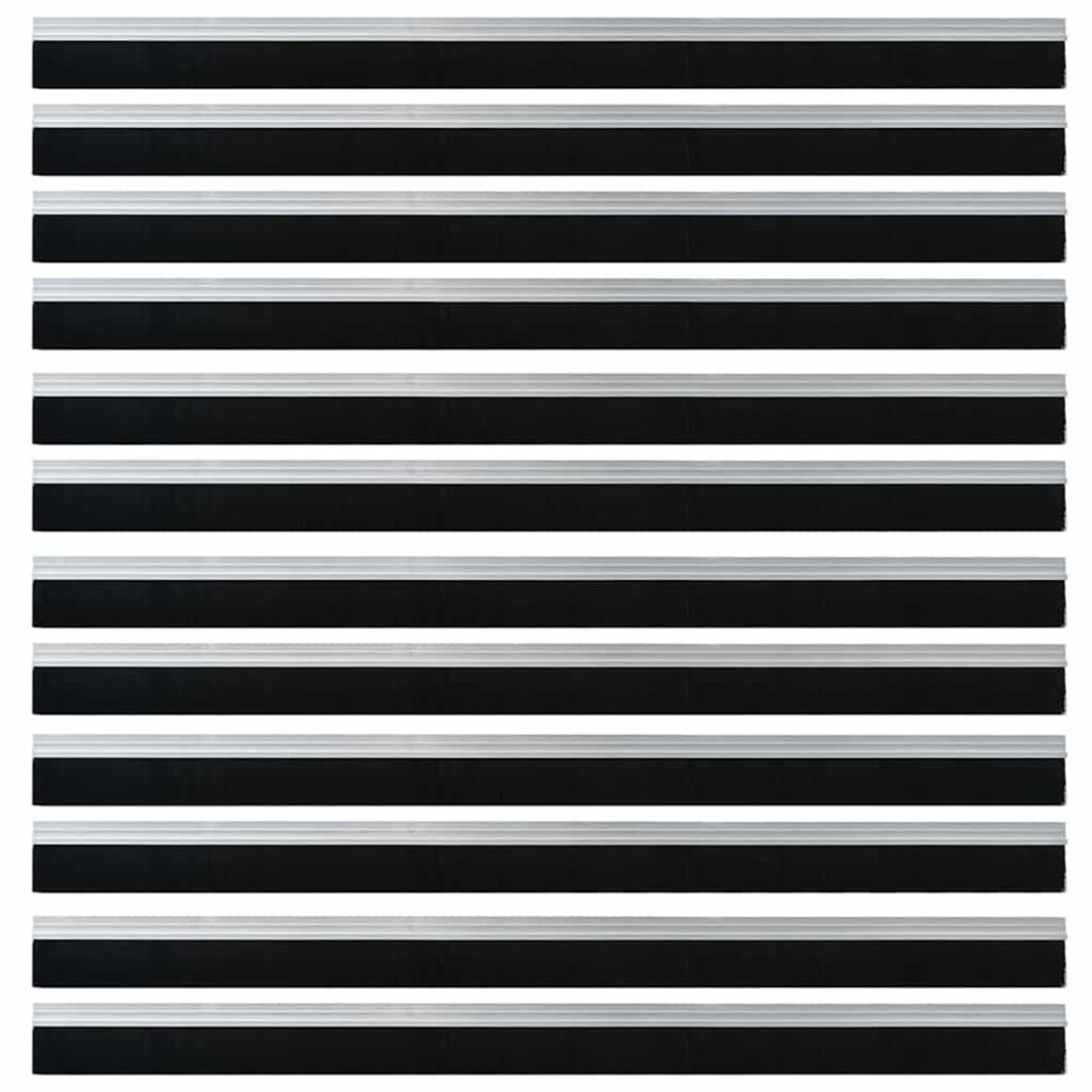 Produktbild för Självhäftande dörrborstlist 12 pcs Silver 100 cm
