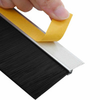 Produktbild för Självhäftande dörrborstlist 12 pcs Silver 100 cm