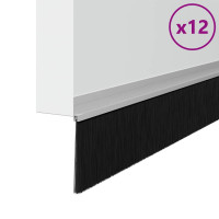 Produktbild för Självhäftande dörrborstlist 12 pcs Silver 100 cm