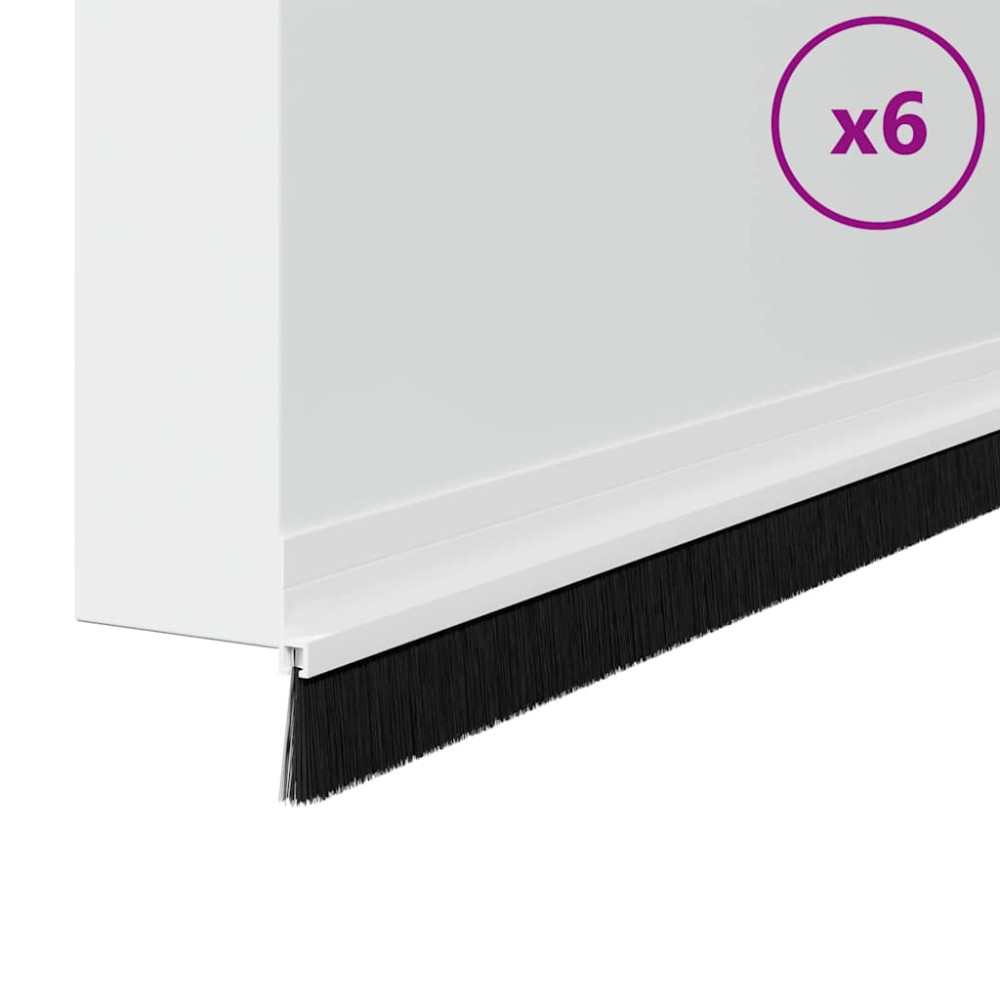 Produktbild för Självhäftande dörrborstlist 6 pcs Vit 100 cm Aluminiumlegering