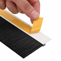 Produktbild för Självhäftande dörrborstlist 6 pcs Vit 100 cm Aluminiumlegering