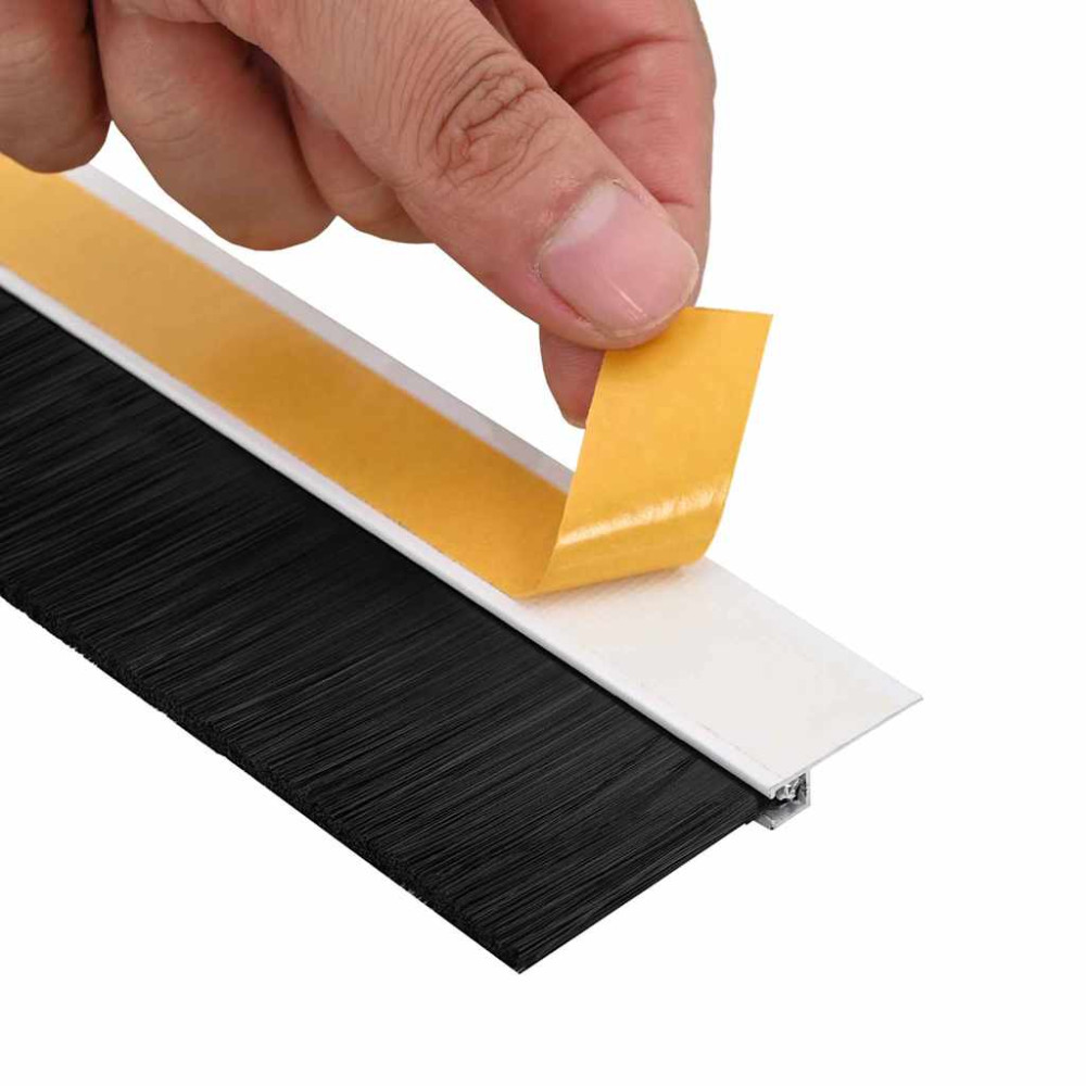 Produktbild för Självhäftande dörrborstlist 12 pcs Vit 100 cm Aluminiumlegering