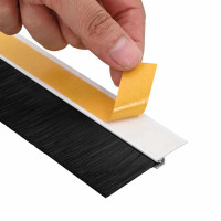 Produktbild för Självhäftande dörrborstlist 12 pcs Vit 100 cm Aluminiumlegering