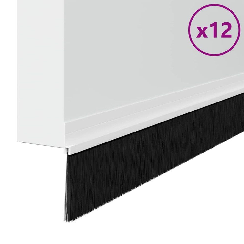 Produktbild för Självhäftande dörrborstlist 12 pcs Vit 100 cm Aluminiumlegering