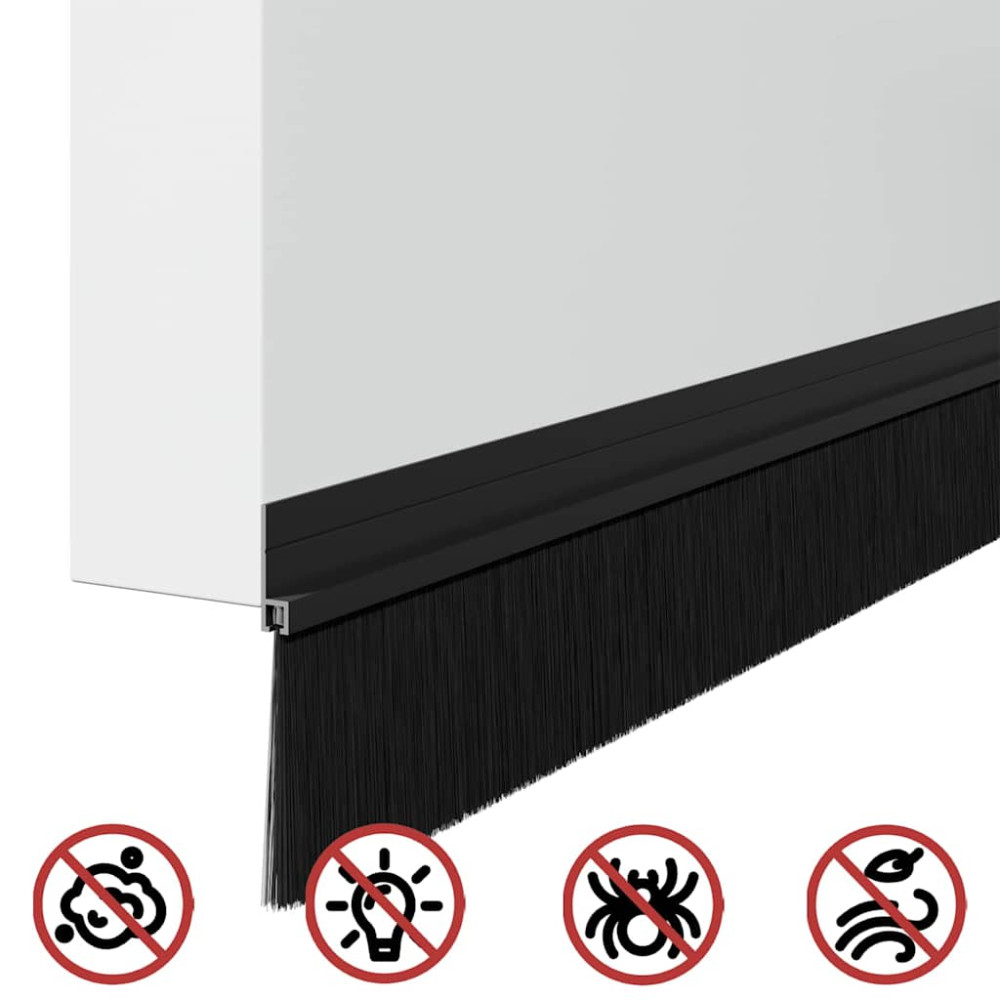 Produktbild för Självhäftande dörrborstlist 2 pcs Svart 100 cm