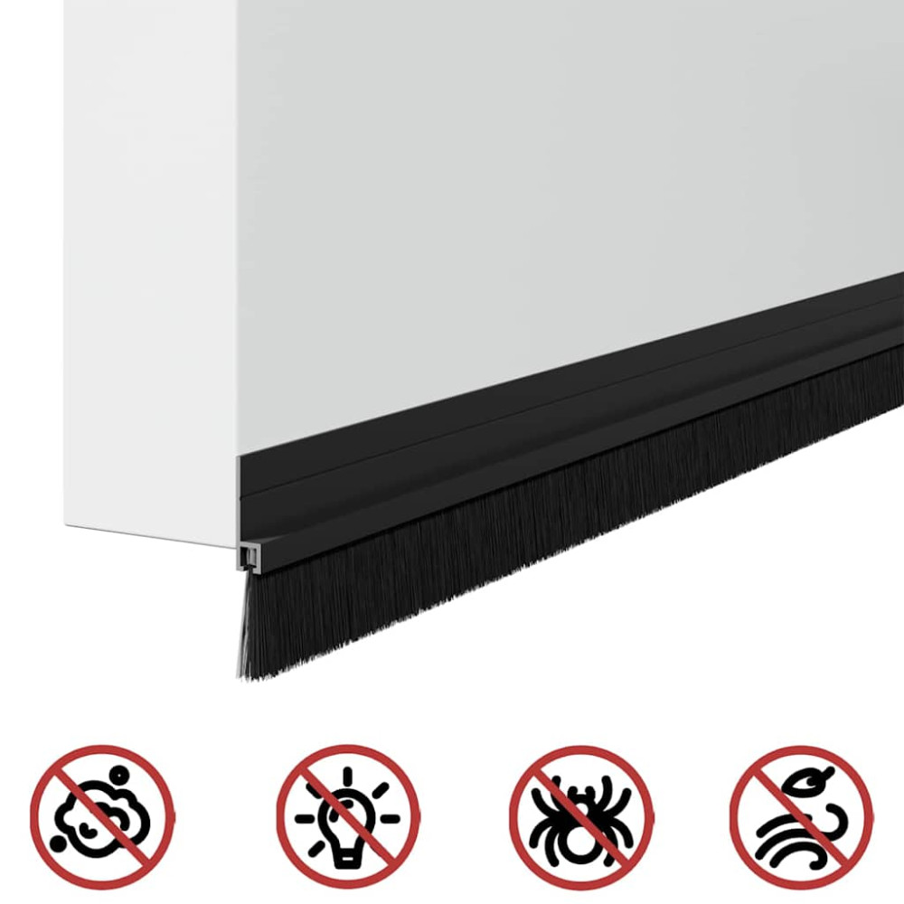 Produktbild för Självhäftande dörrborstlist 6 pcs Svart 100 cm