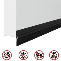 Produktbild för Självhäftande dörrborstlist 6 pcs Svart 100 cm