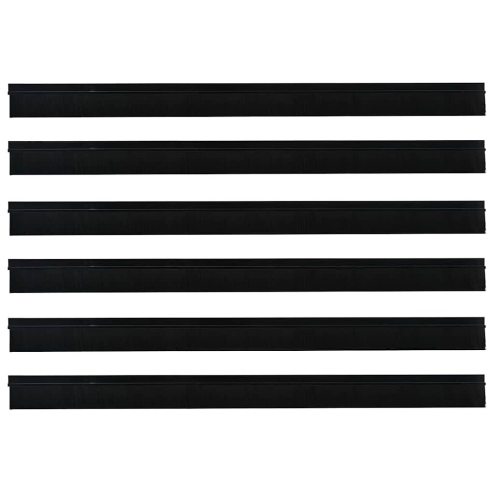 Produktbild för Självhäftande dörrborstlist 6 pcs Svart 100 cm