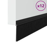 Produktbild för Självhäftande dörrborstlist 12 pcs Svart 100 cm