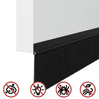 Produktbild för Självhäftande dörrborstlist 12 pcs Svart 100 cm