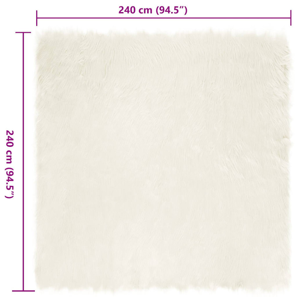 Produktbild för Fuskfäll matta TAFALLA Vit 240 x 240 cm Polyester