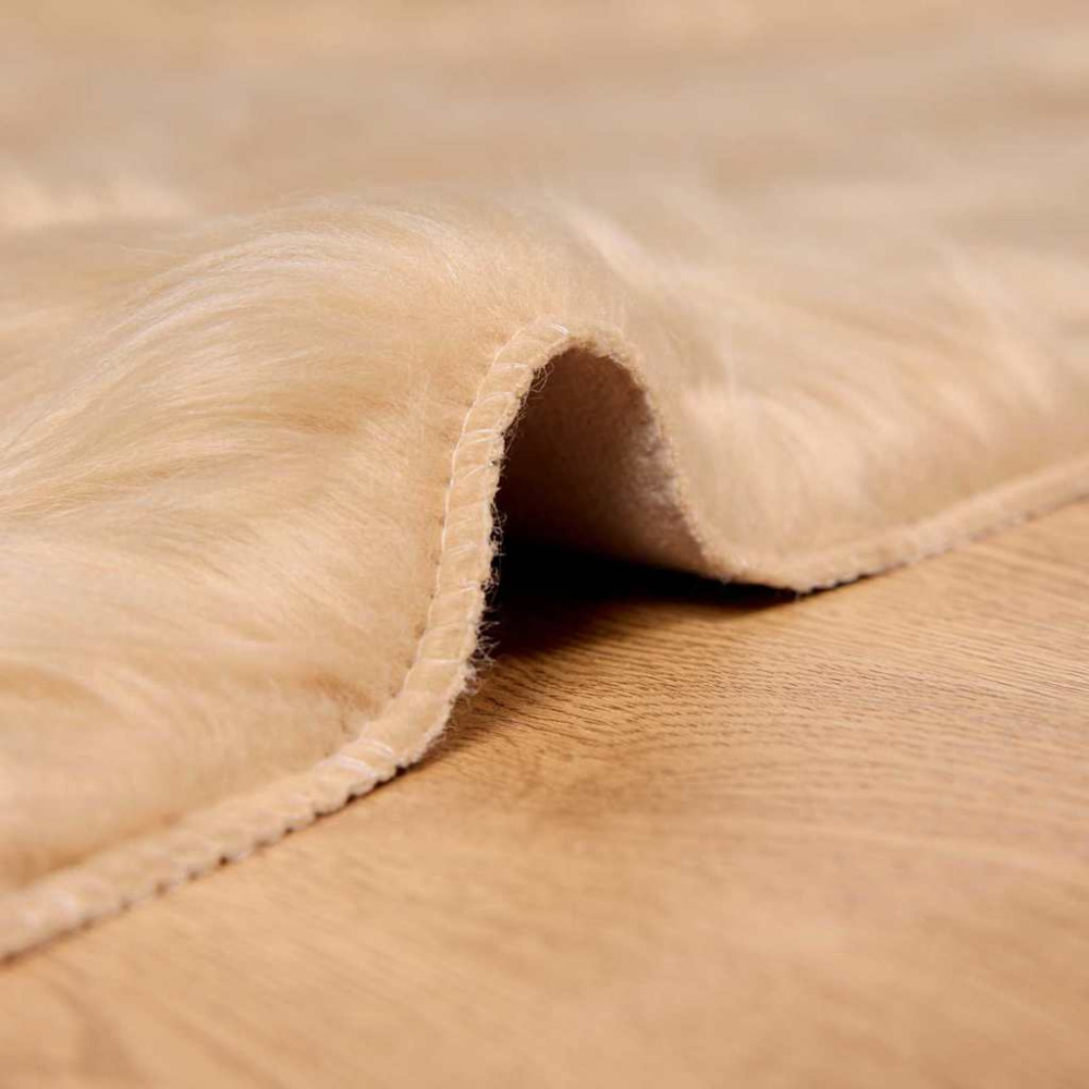 Produktbild för Fuskfäll matta TAFALLA Beige 240 x 340 cm Polyester