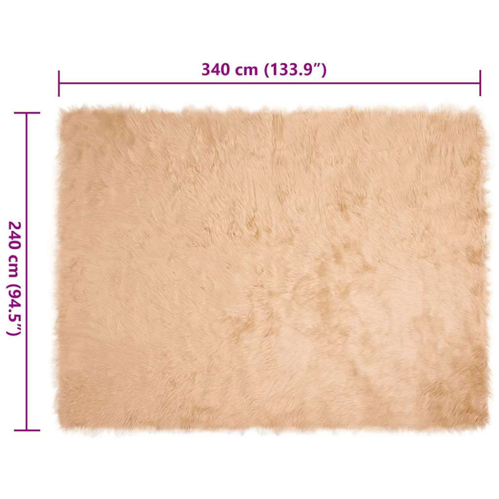 Produktbild för Fuskfäll matta TAFALLA Beige 240 x 340 cm Polyester