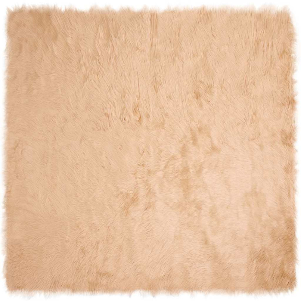 Produktbild för Fuskfäll matta TAFALLA Beige 240 x 240 cm Polyester