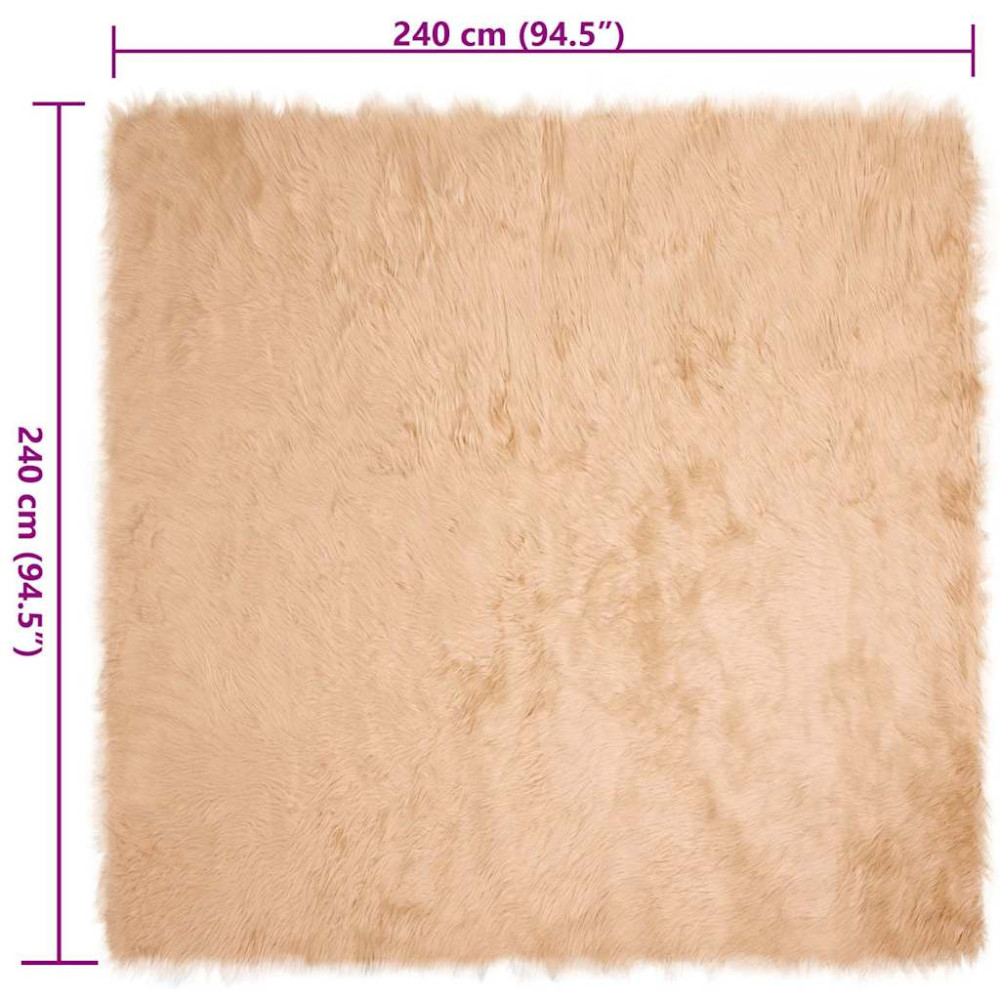 Produktbild för Fuskfäll matta TAFALLA Beige 240 x 240 cm Polyester