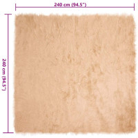 Produktbild för Fuskfäll matta TAFALLA Beige 240 x 240 cm Polyester