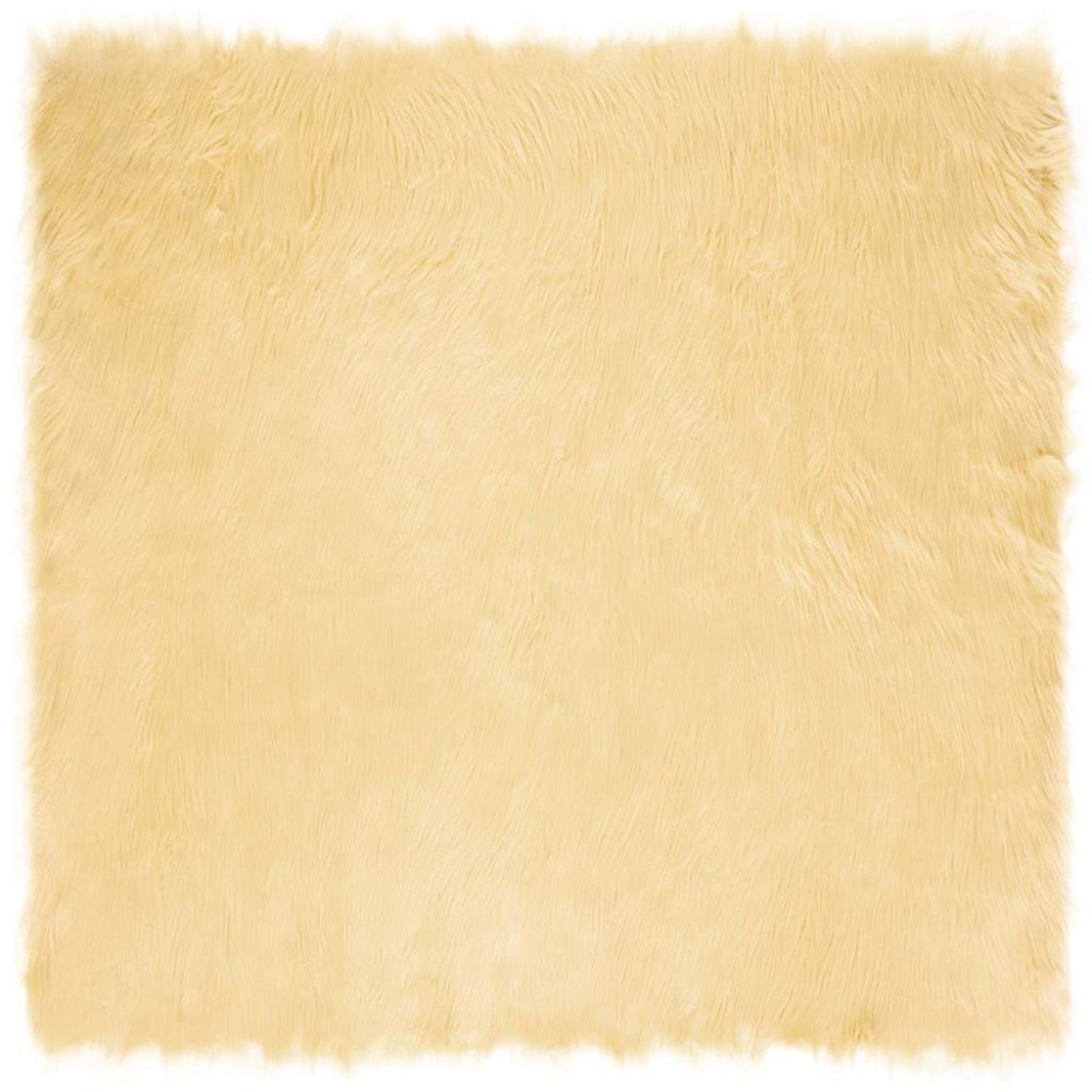 Produktbild för Fuskfäll matta TAFALLA Gräddvit 240 x 240 cm Polyester