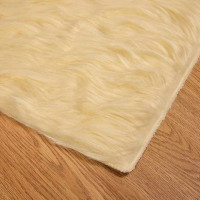 Produktbild för Fuskfäll matta TAFALLA Gräddvit 240 x 240 cm Polyester
