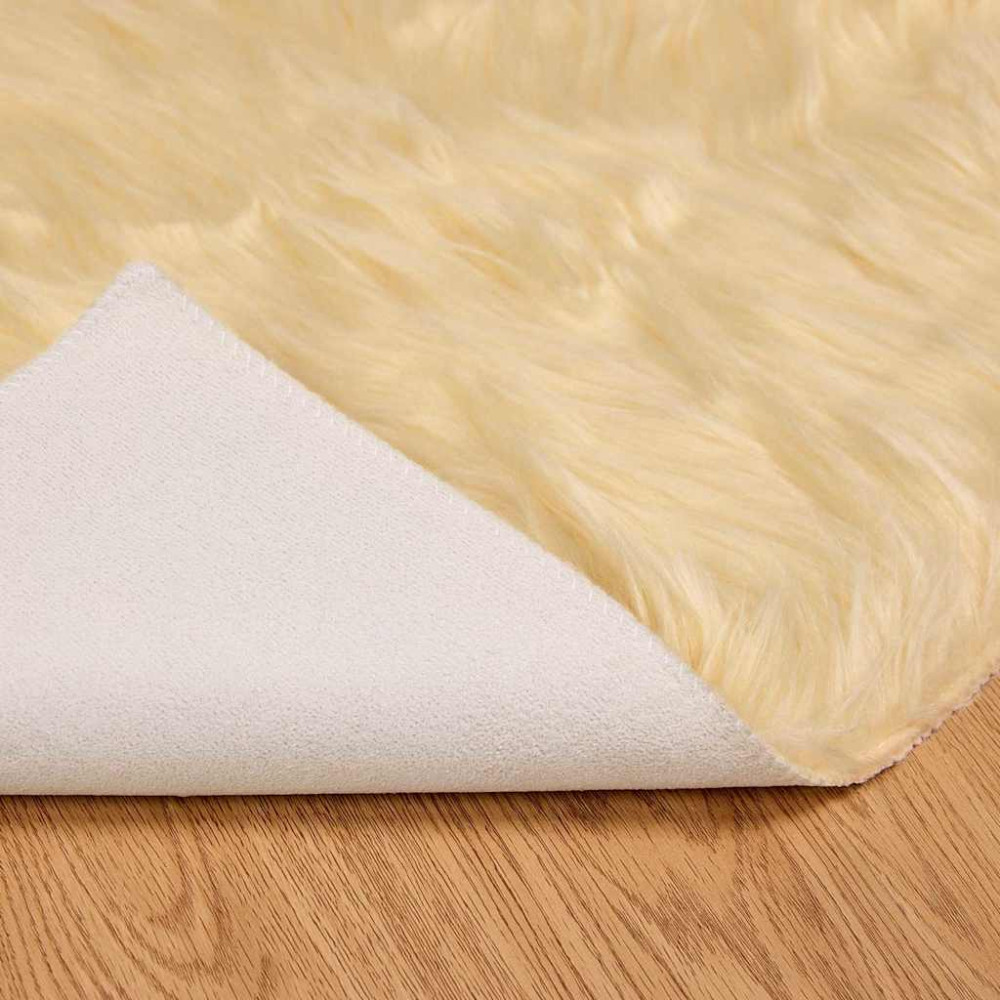Produktbild för Fuskfäll matta TAFALLA Gräddvit 240 x 240 cm Polyester