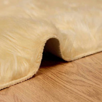 Produktbild för Fuskfäll matta TAFALLA Gräddvit 240 x 240 cm Polyester