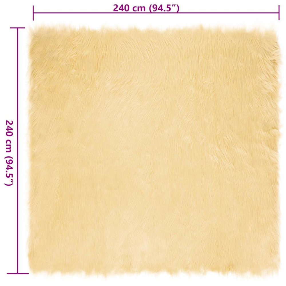Produktbild för Fuskfäll matta TAFALLA Gräddvit 240 x 240 cm Polyester