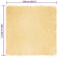 Produktbild för Fuskfäll matta TAFALLA Gräddvit 240 x 240 cm Polyester