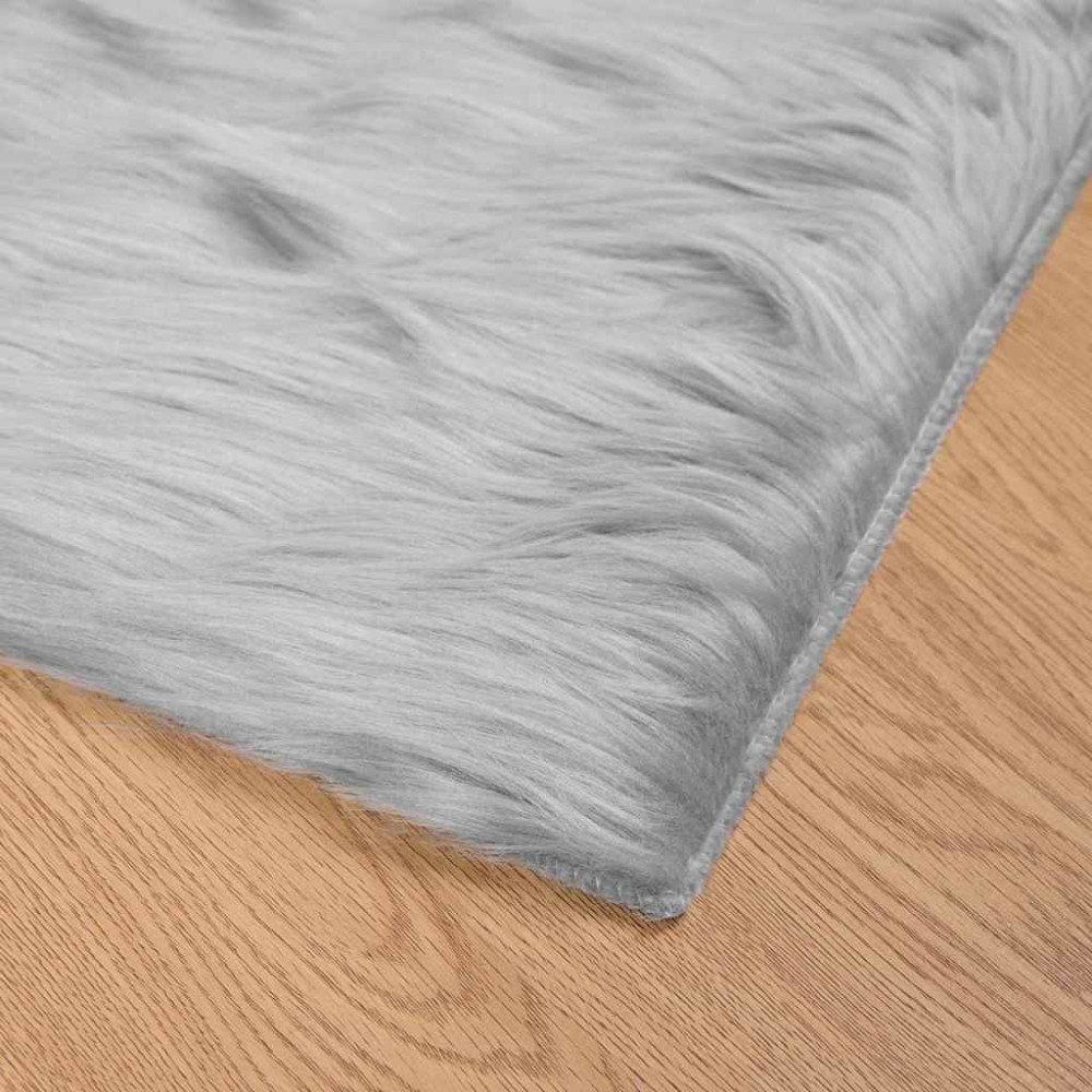Produktbild för Fuskfäll matta TAFALLA Grå 80 x 200 cm Polyester
