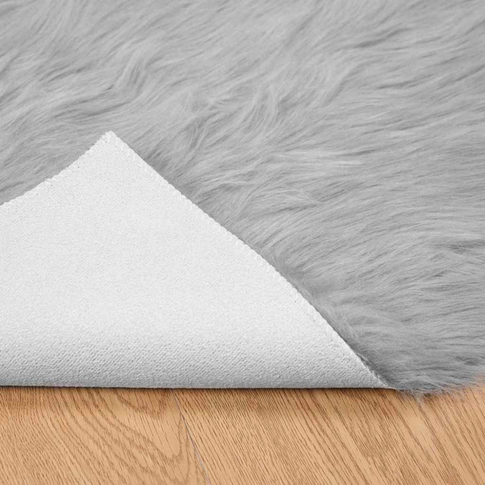 Produktbild för Fuskfäll matta TAFALLA Grå 80 x 200 cm Polyester