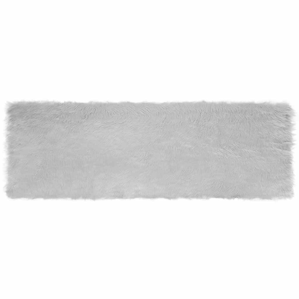 Produktbild för Fuskfäll matta TAFALLA Grå 80 x 250 cm Polyester