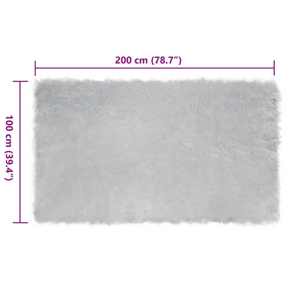 Produktbild för Fuskfäll matta TAFALLA Grå 100 x 200 cm Polyester