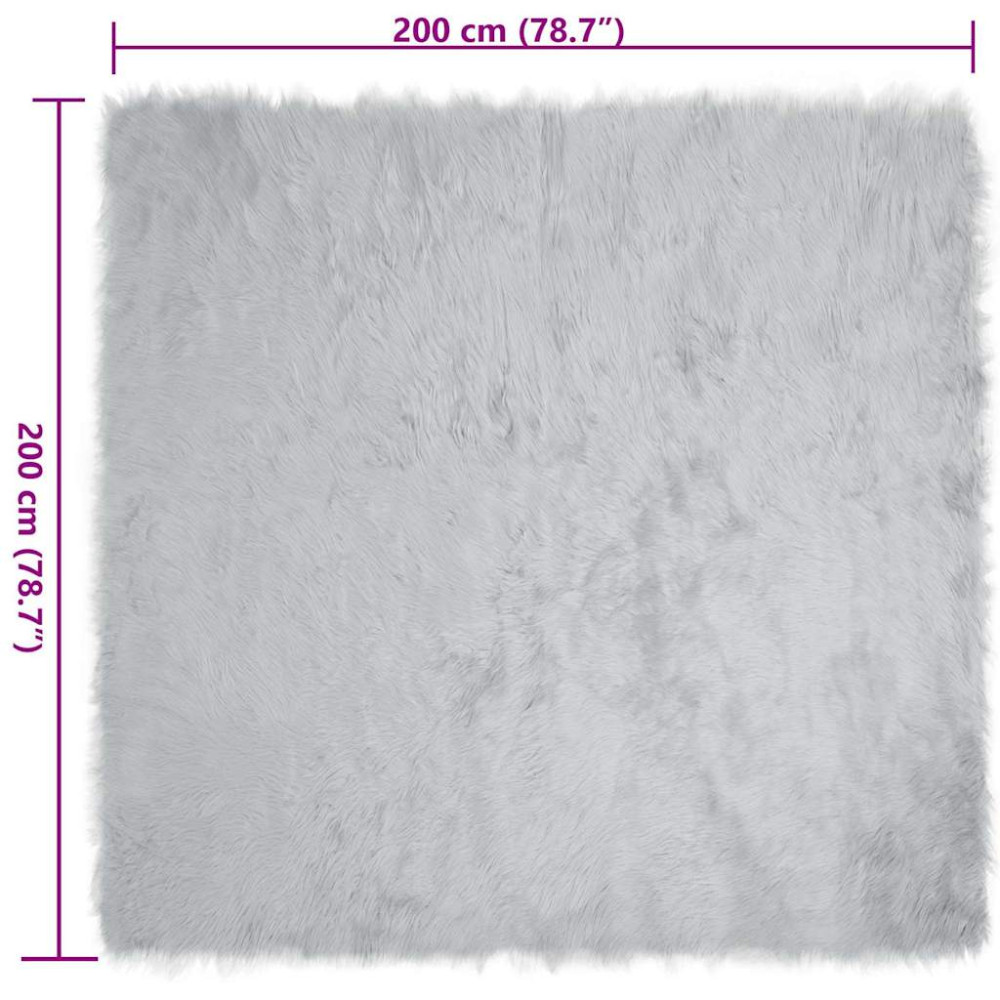 Produktbild för Fuskfäll matta TAFALLA Grå 200 x 200 cm Polyester