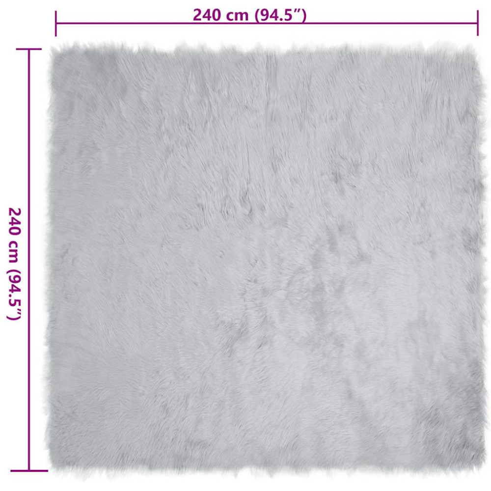 Produktbild för Fuskfäll matta TAFALLA Grå 240 x 240 cm Polyester