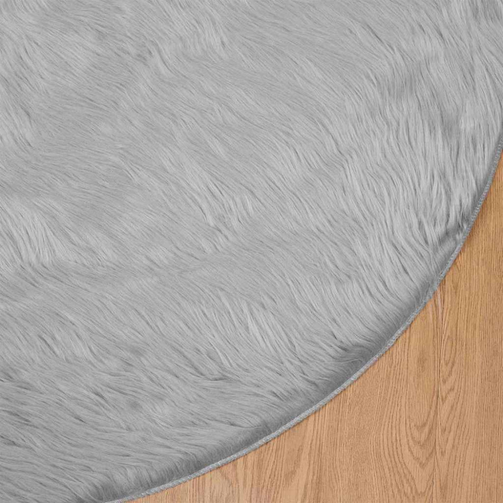 Produktbild för Fuskfäll matta TAFALLA Grå Ø 100 cm Polyester