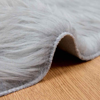 Produktbild för Fuskfäll matta TAFALLA Grå Ø 200 cm Polyester